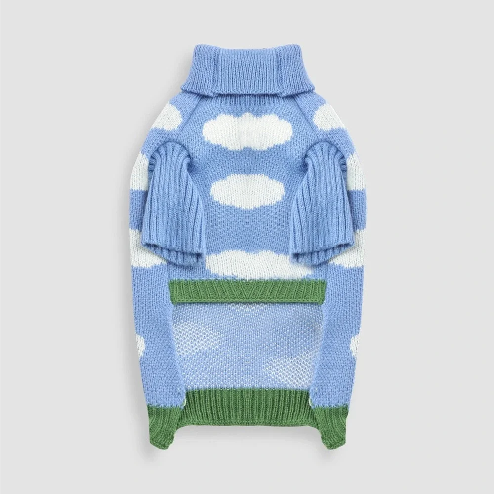 Cider Sky Blue and White Cat Sweater